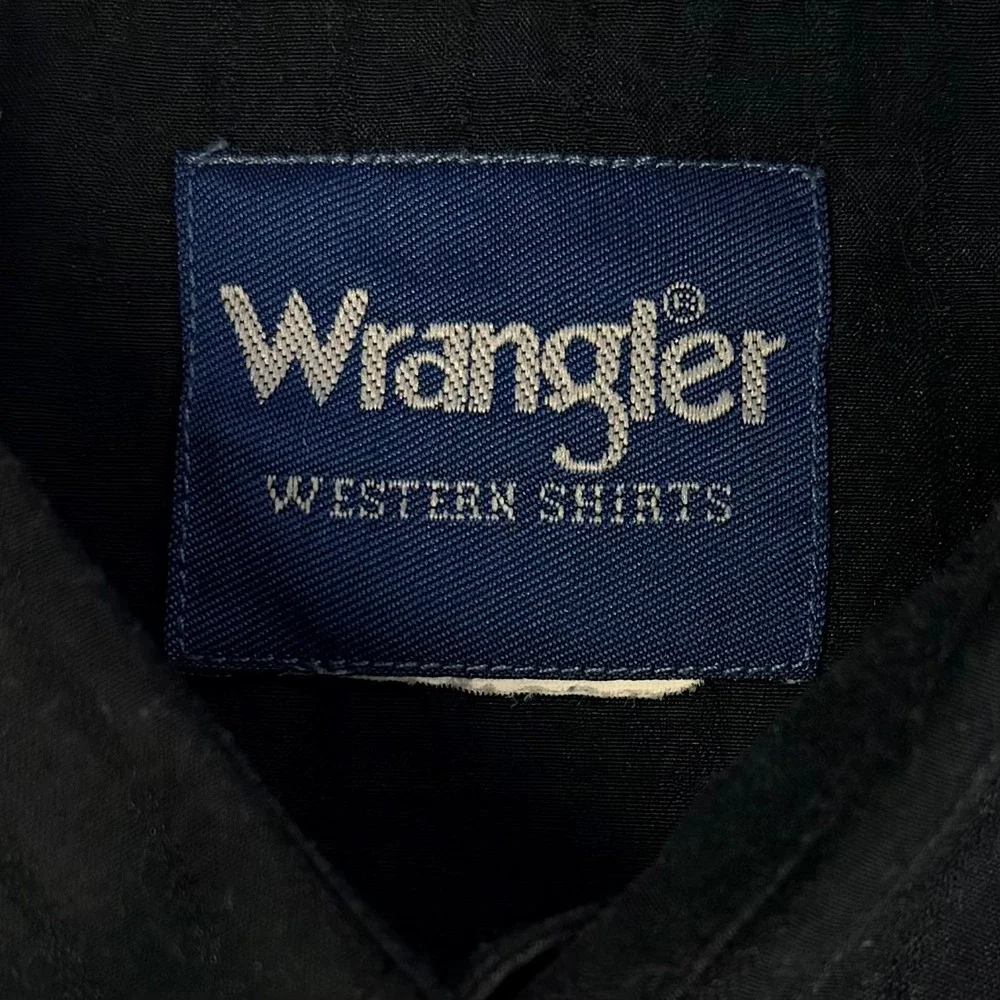 Wrangler‎ Western Shirt L Black Snap Button Striped Cowboy Rodeo Chic Darkwear
